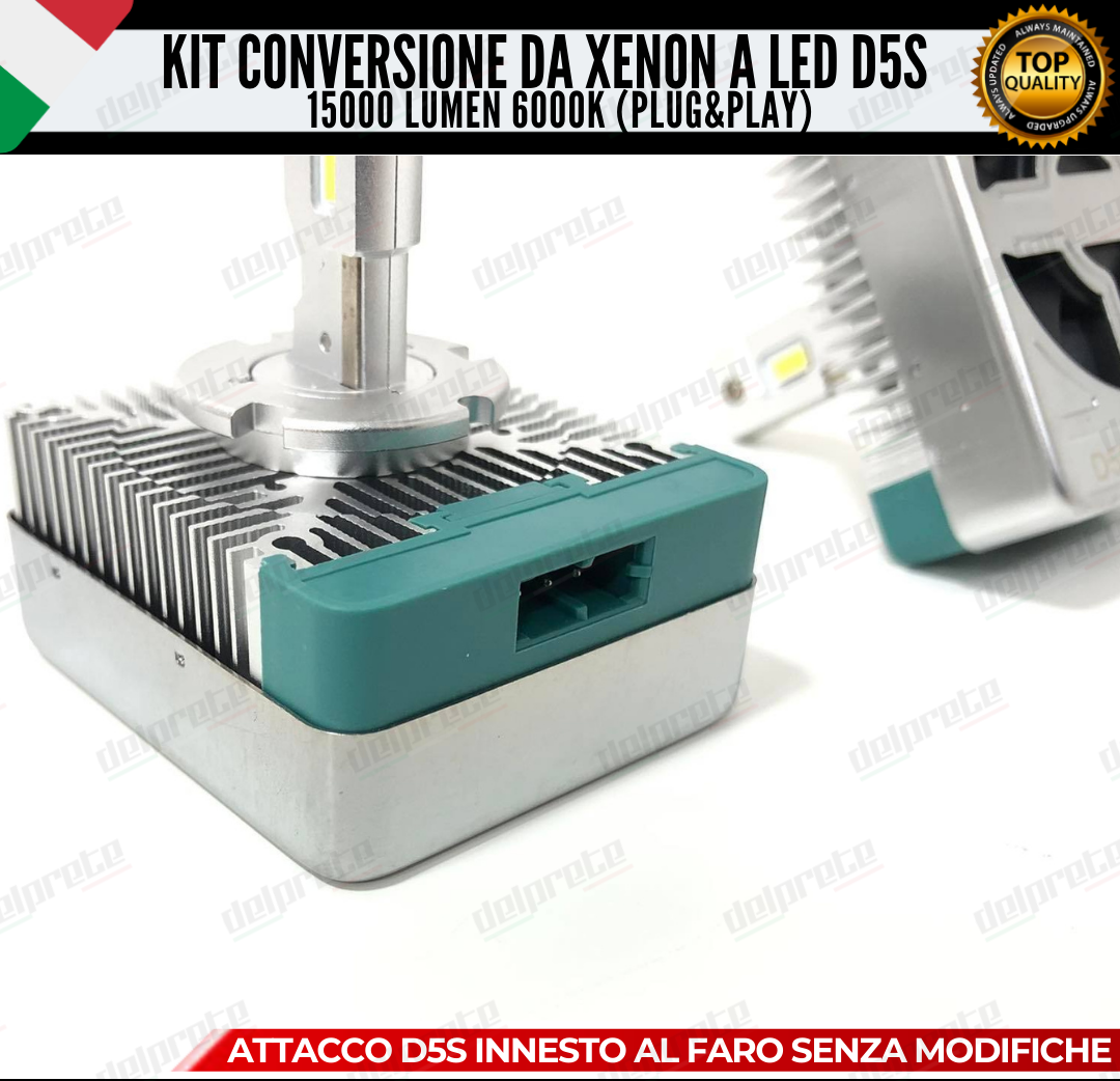 KIT LED D5S CONVERSIONE DA XENON A LED FIAT 500X 15000 LUMEN 6000K 100W NO ERROR (xenon originale)