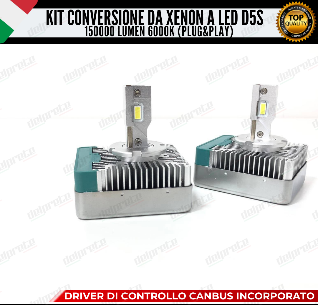 KIT LED D5S CONVERSIONE DA XENON A LED FIAT 500X 15000 LUMEN 6000K 100W NO ERROR (xenon originale)