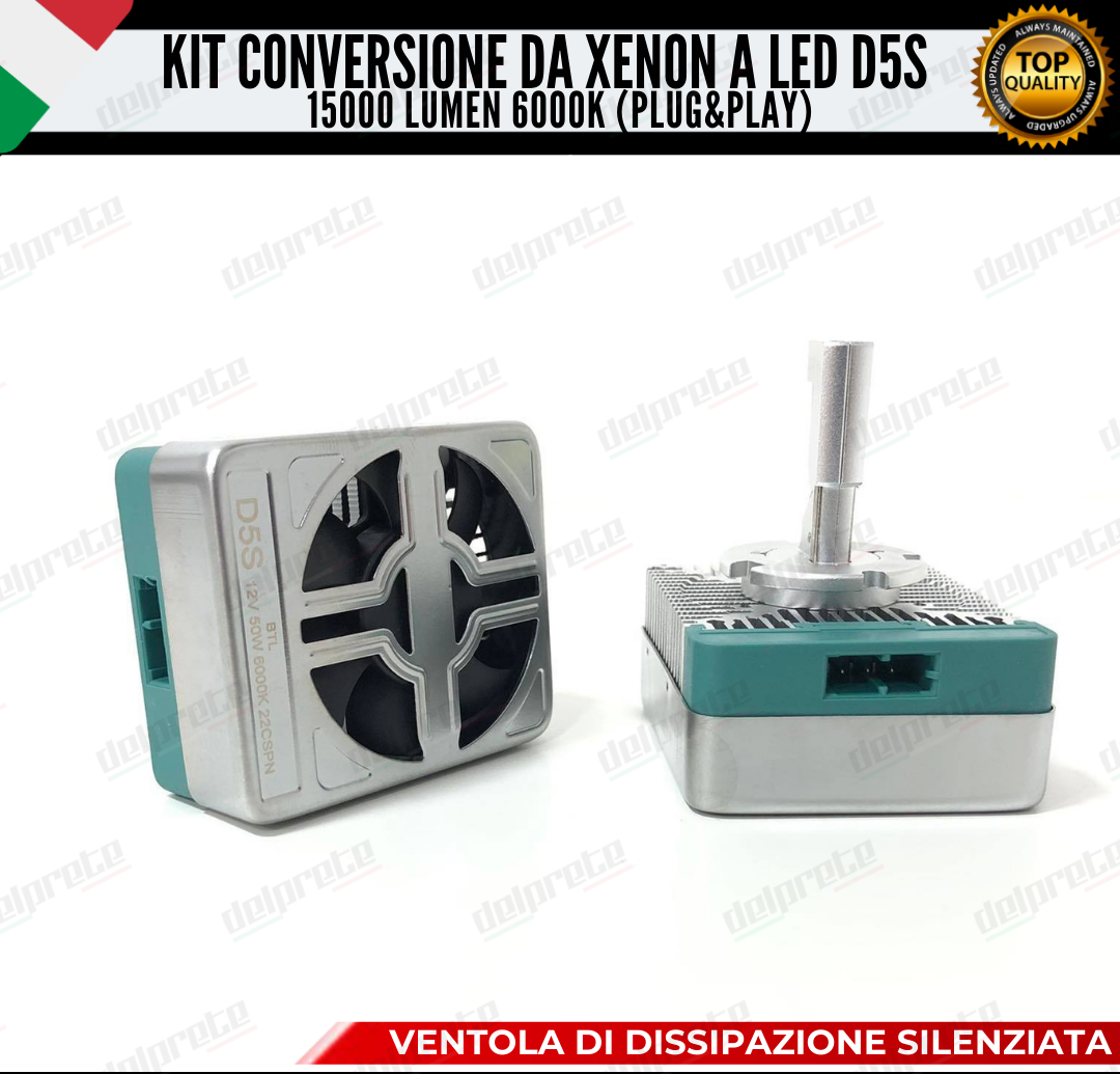 KIT LED D5S CONVERSIONE DA XENON A LED FIAT 500X 15000 LUMEN 6000K 100W NO ERROR (xenon originale)
