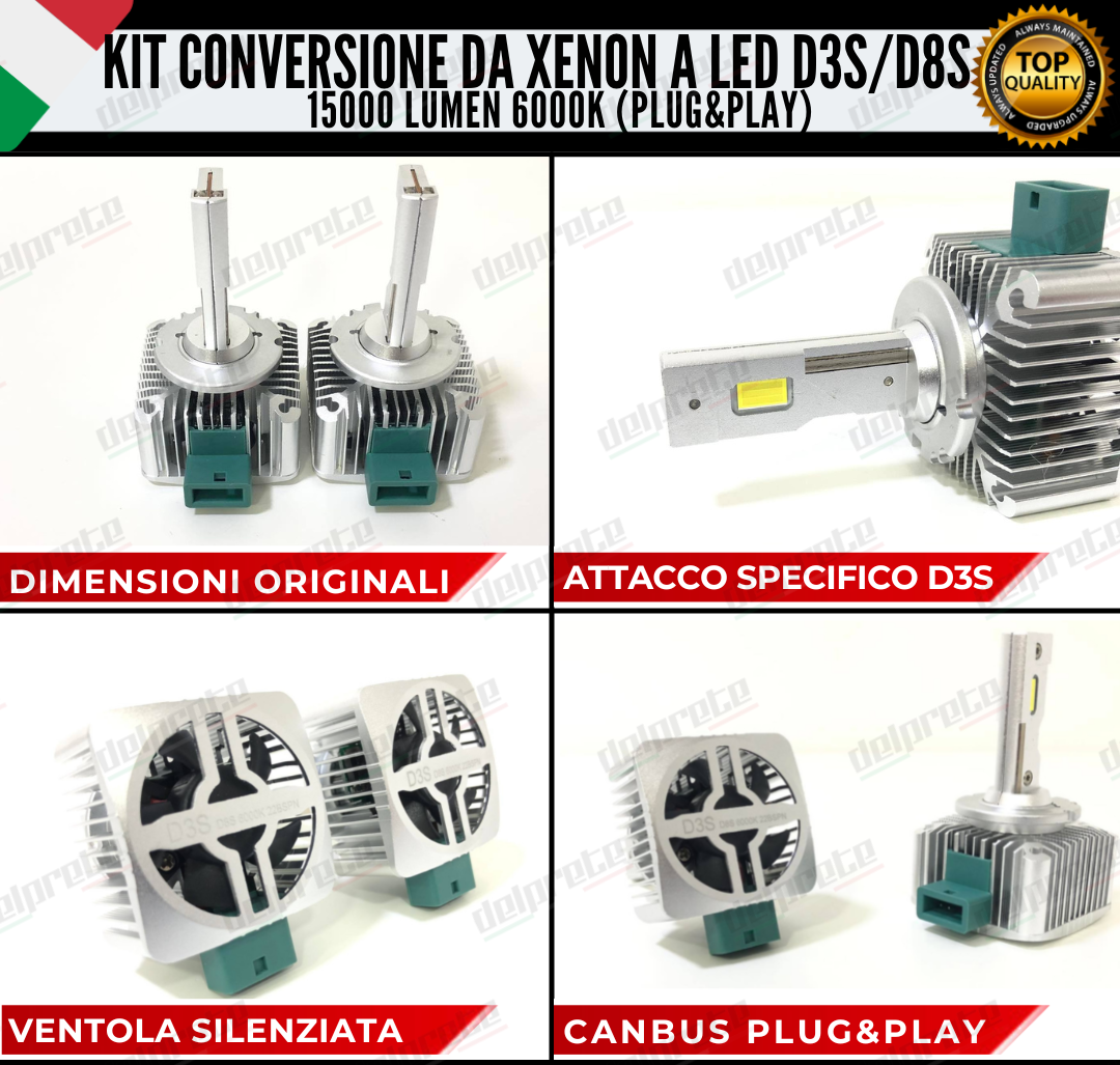 LAMPADE D3S / D8S KIT FULL LED XENON A LED 15000 LUMEN FORD EDGE 6000K BIANCO