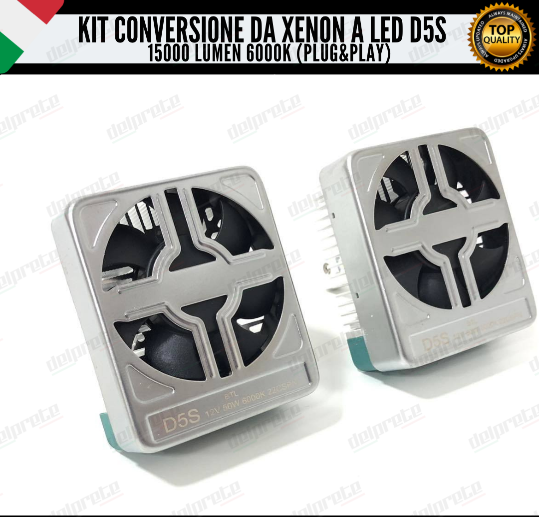 KIT LED D5S CONVERSIONE DA XENON A LED FIAT 500X 15000 LUMEN 6000K 100W NO ERROR (xenon originale)