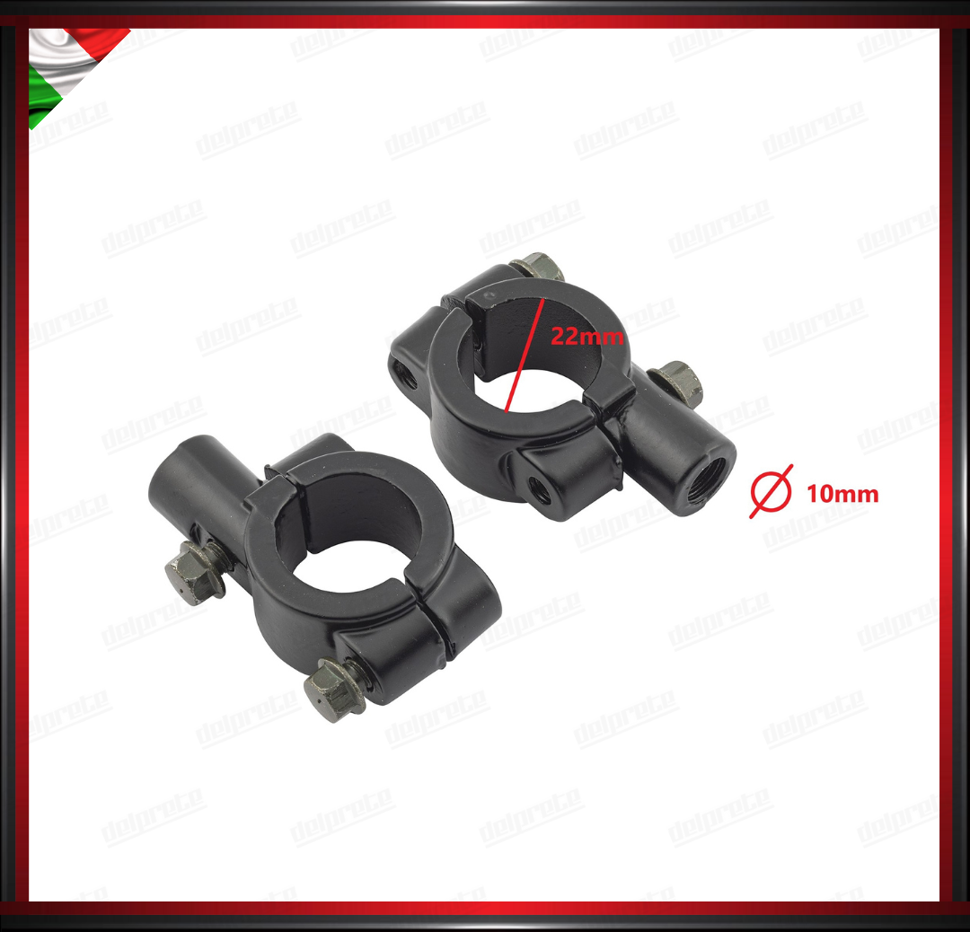 COPPIA ADATTATORI MANUBRIO SUPPORTO SPECCHIETTO MOTO SCOOTER FILETTATURA M10 22 MM
