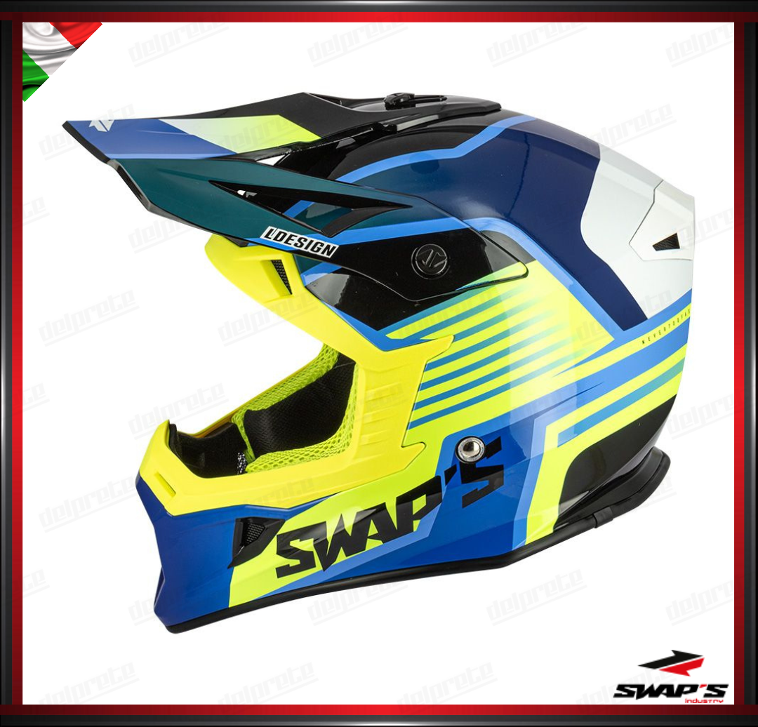 CASCO ENDURO CROSS - SWAPS S818 GIALLO FLUO BLU LUDICO