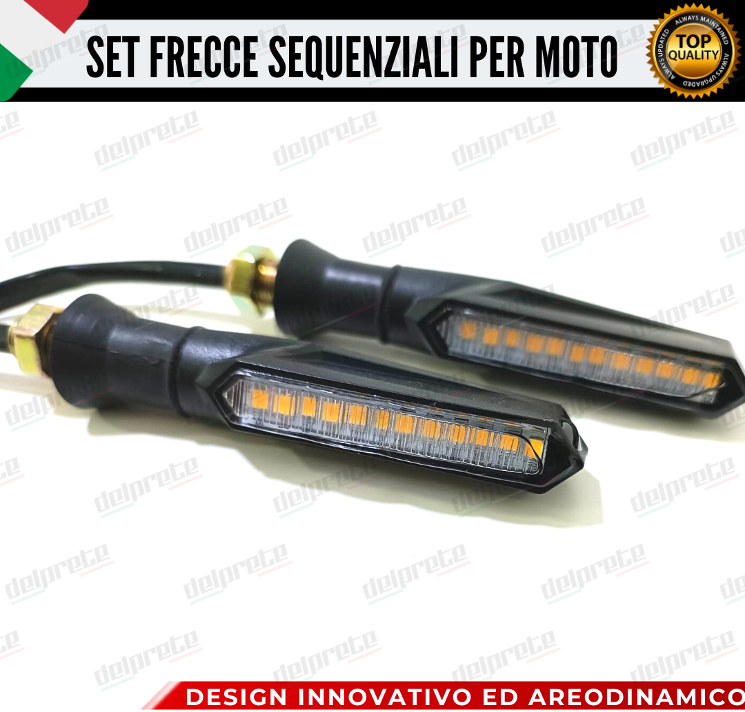 COPPIA FRECCE MOTO LED CON ACCENSIONE DINAMICA SEQUENZIALE ARANCIONE UNIVERSALI