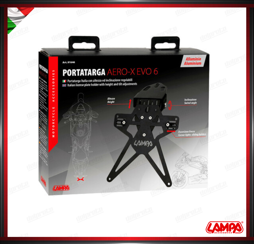 AERO-X EVO 6 PORTATARGA MOTO UNIVERSALE ALTEZZA ED INCLINAZIONE REGOLABILE