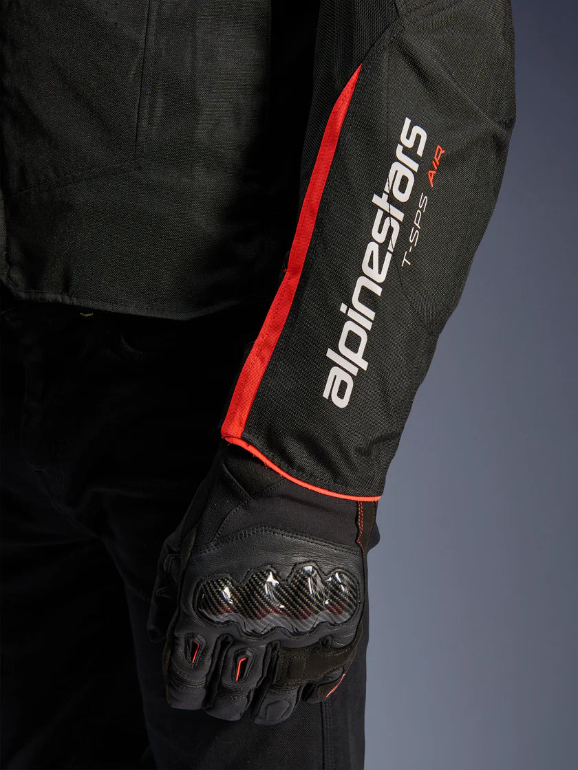 ALPINESTARS - GIACCA MOTO UOMO T-SPS AIR V2 NERO E ROSSO IN TESSUTO CON PROTEZIONI