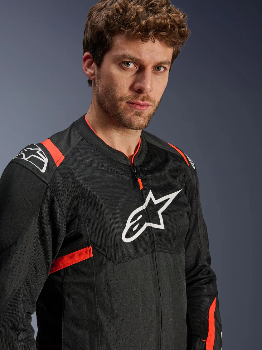 ALPINESTARS - GIACCA MOTO UOMO T-SPS AIR V2 NERO E ROSSO IN TESSUTO CON PROTEZIONI