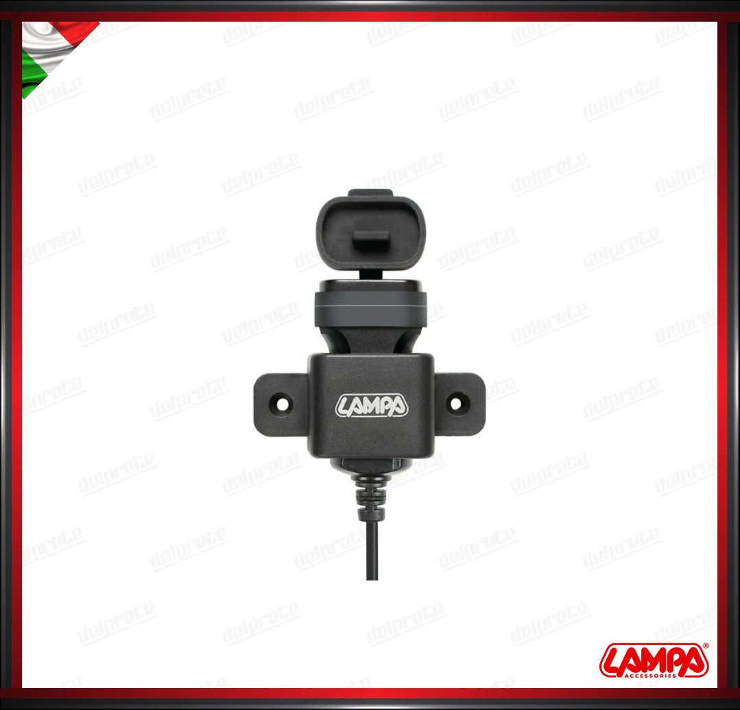 USB FIX OMEGA LAMPA CARICATORE USB MOTO FISSAGGIO CON VITI - 3000 MA 12/24V