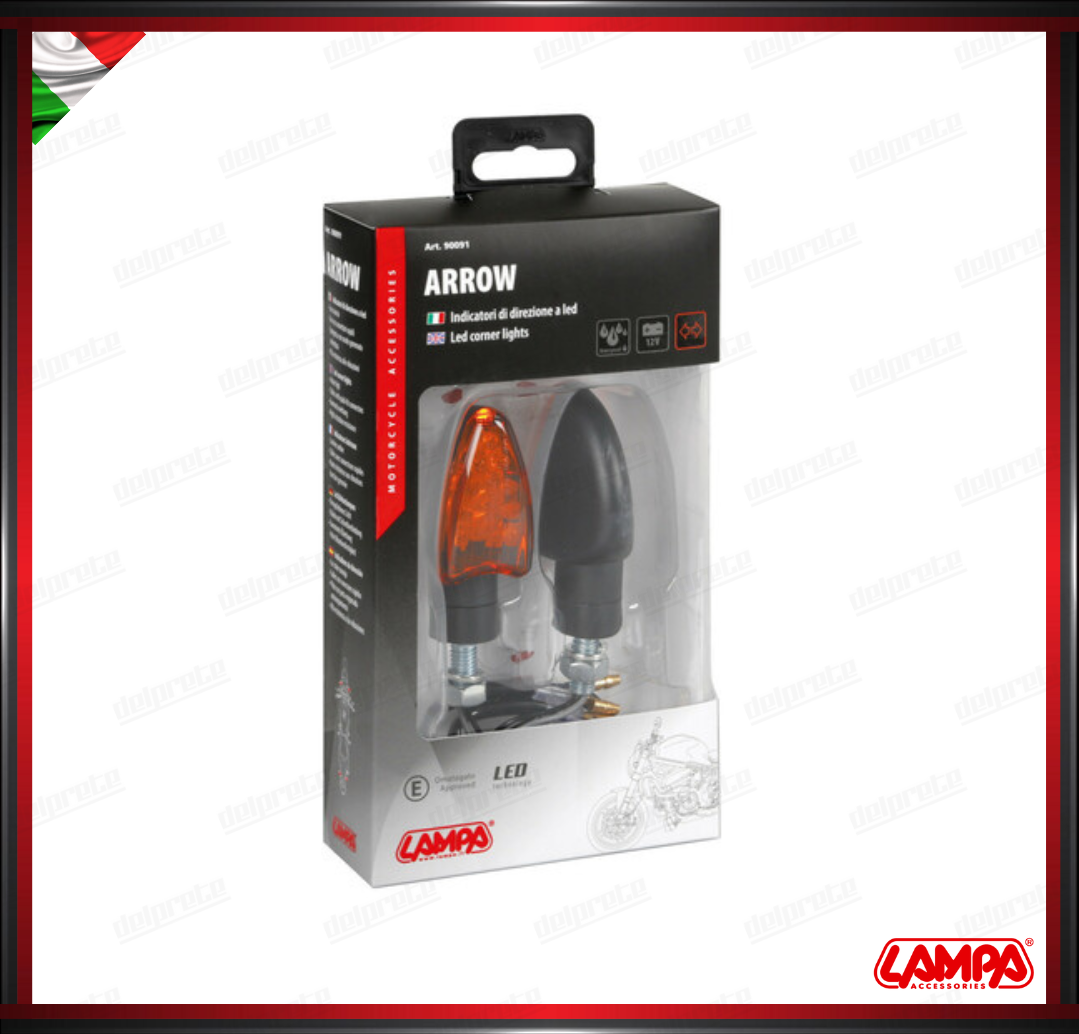ARROW LAMPA COPPIA INDICATORI DI DIREZIONE NERO FRECCE A LED OMOLOGATE - 12V UNIVERSALI