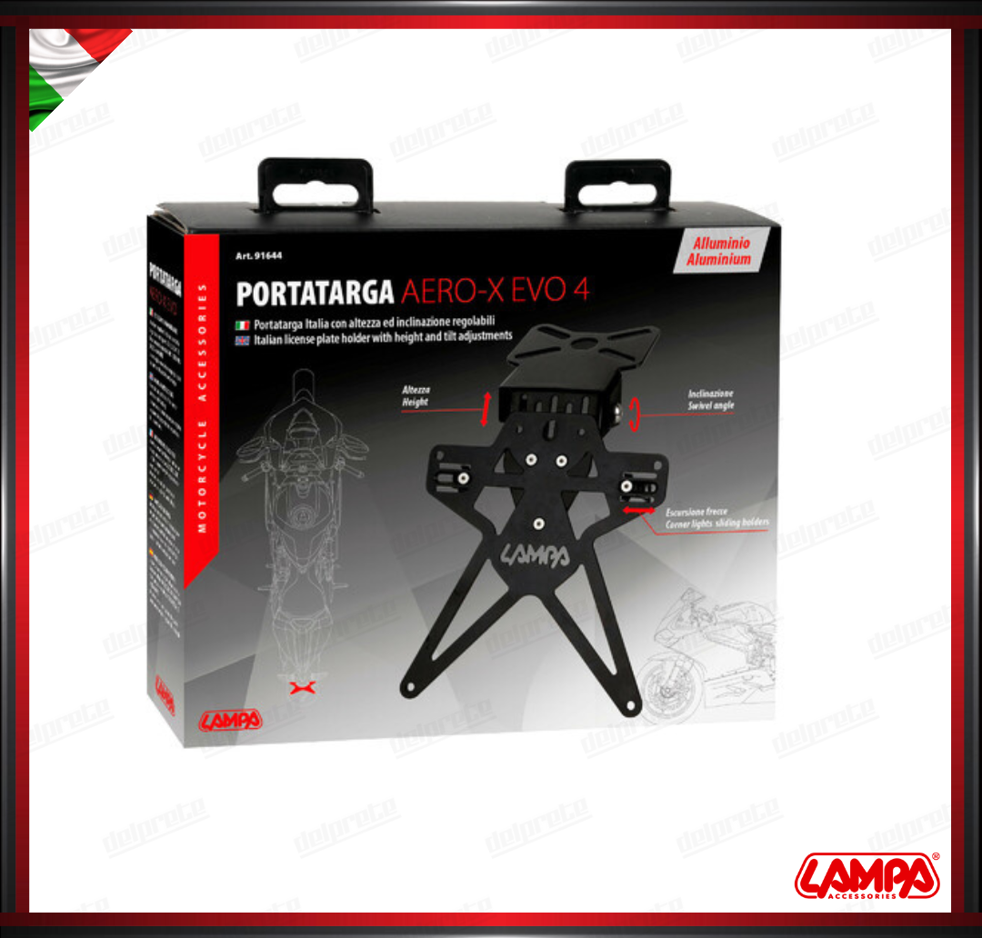 AERO-X EVO 4 PORTATARGA MOTO UNIVERSALE ALTEZZA ED INCLINAZIONE REGOLABILE