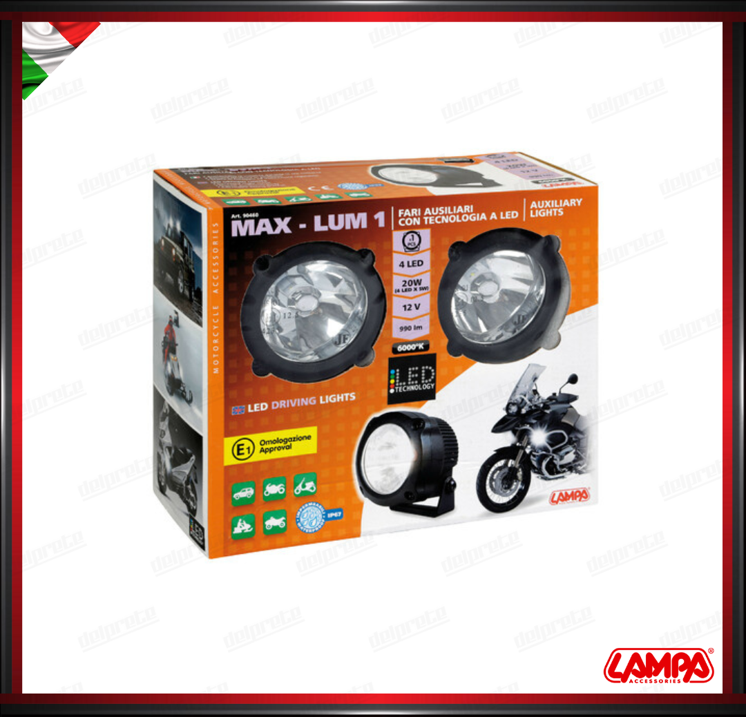 MAX LUM 1 COPPIA FARETTI AUSILIARI SUPPLEMENTARI LAMPA A LED 12V 6000K BIANCO