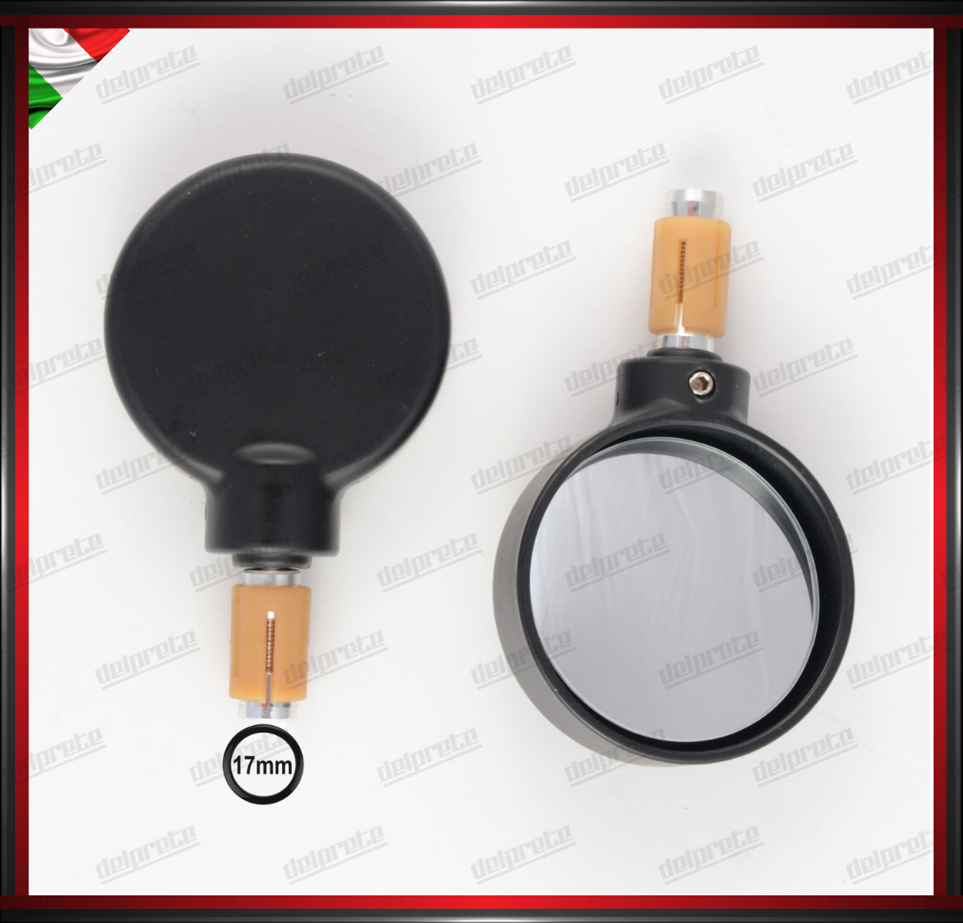 SPECCHIETTI MOTO SCOOTER PER MANUBRIO BAR END CAFE RACER REGOLABILI NERO DX + SX