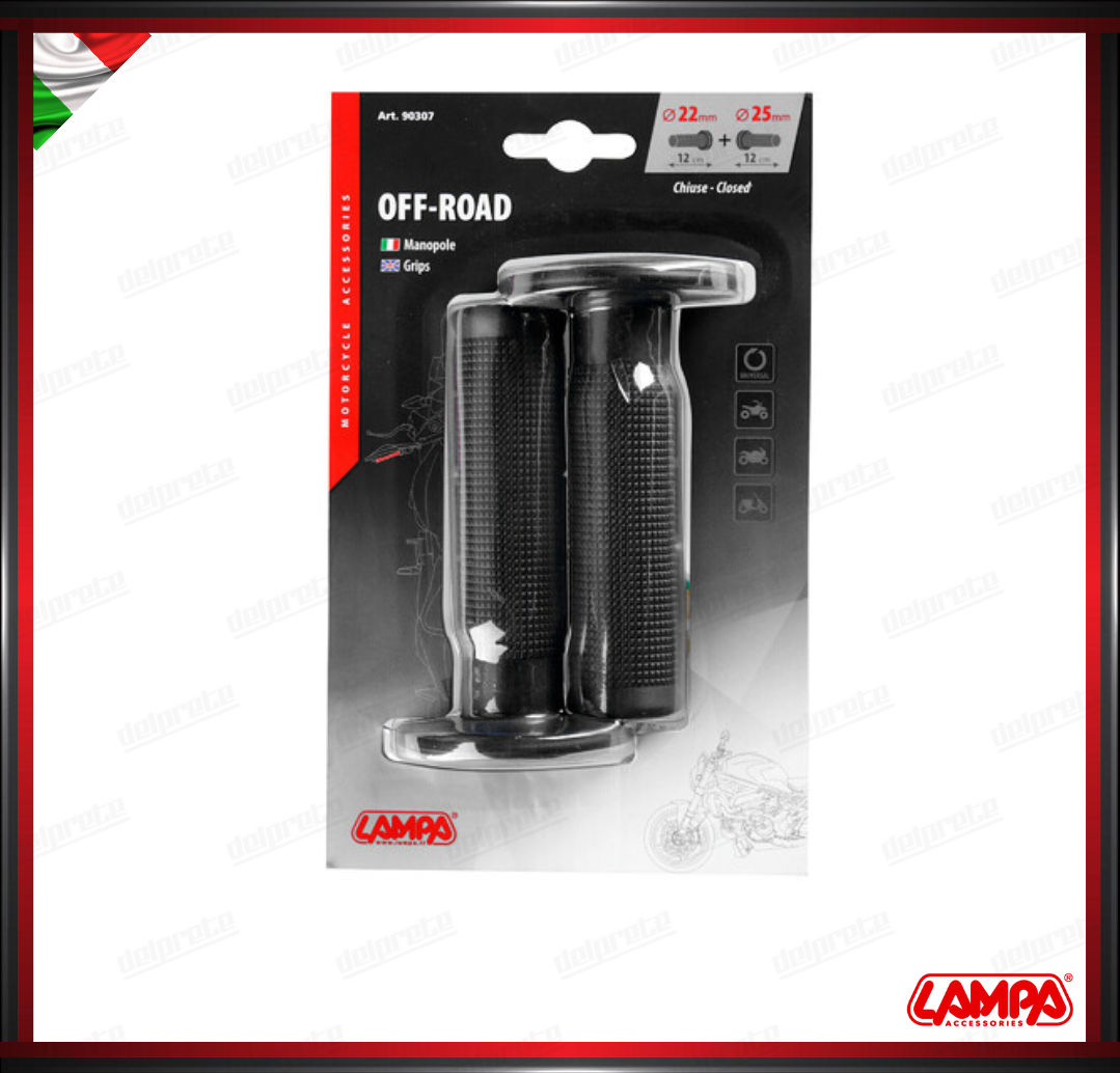 COPPIA MANOPOLE MOTO OFF ROAD LAMPA CROSS STILE ADVENTURE MORBIDE UNIVERSALI