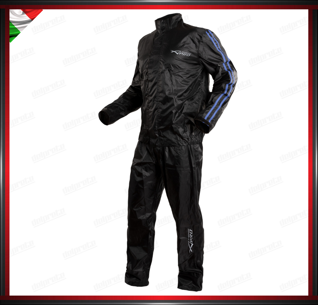 TUTA ANTIPIOGGIA COMPLETA DIVISBIBILE INSERTI BLU MOTO ANTIVENTO IMPERMEABILE