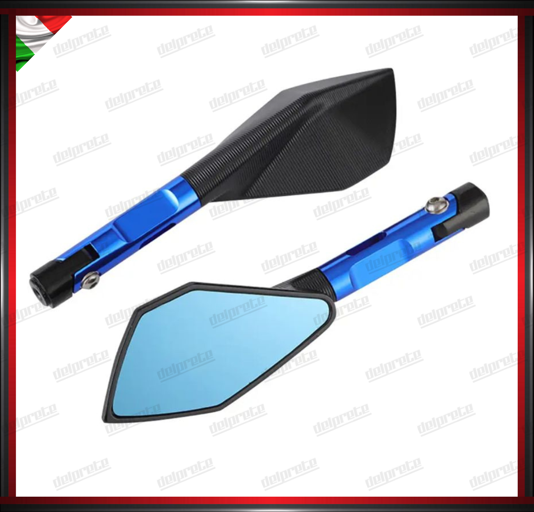 SPECCHIETTI MOTO SCOOTER NAKED IN METALLO BLU 10MM REGOLABILI CUSTOM DX + SX