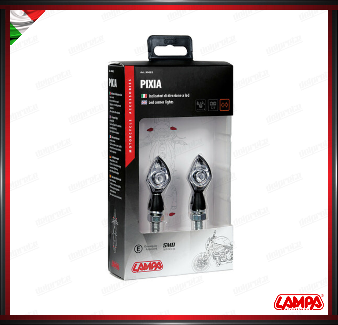 PIXIA LAMPA COPPIA INDICATORI DI DIREZIONE NERO FRECCE A LED OMOLOGATE - 12V UNIVERSALI