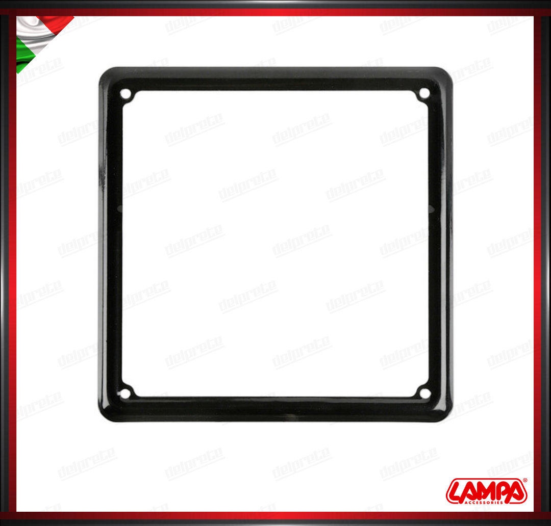 CORNICE TARGA IN ACCIAIO NERO LAMPA PER MOTO SCOOTER VESPA 185 X 185 MM