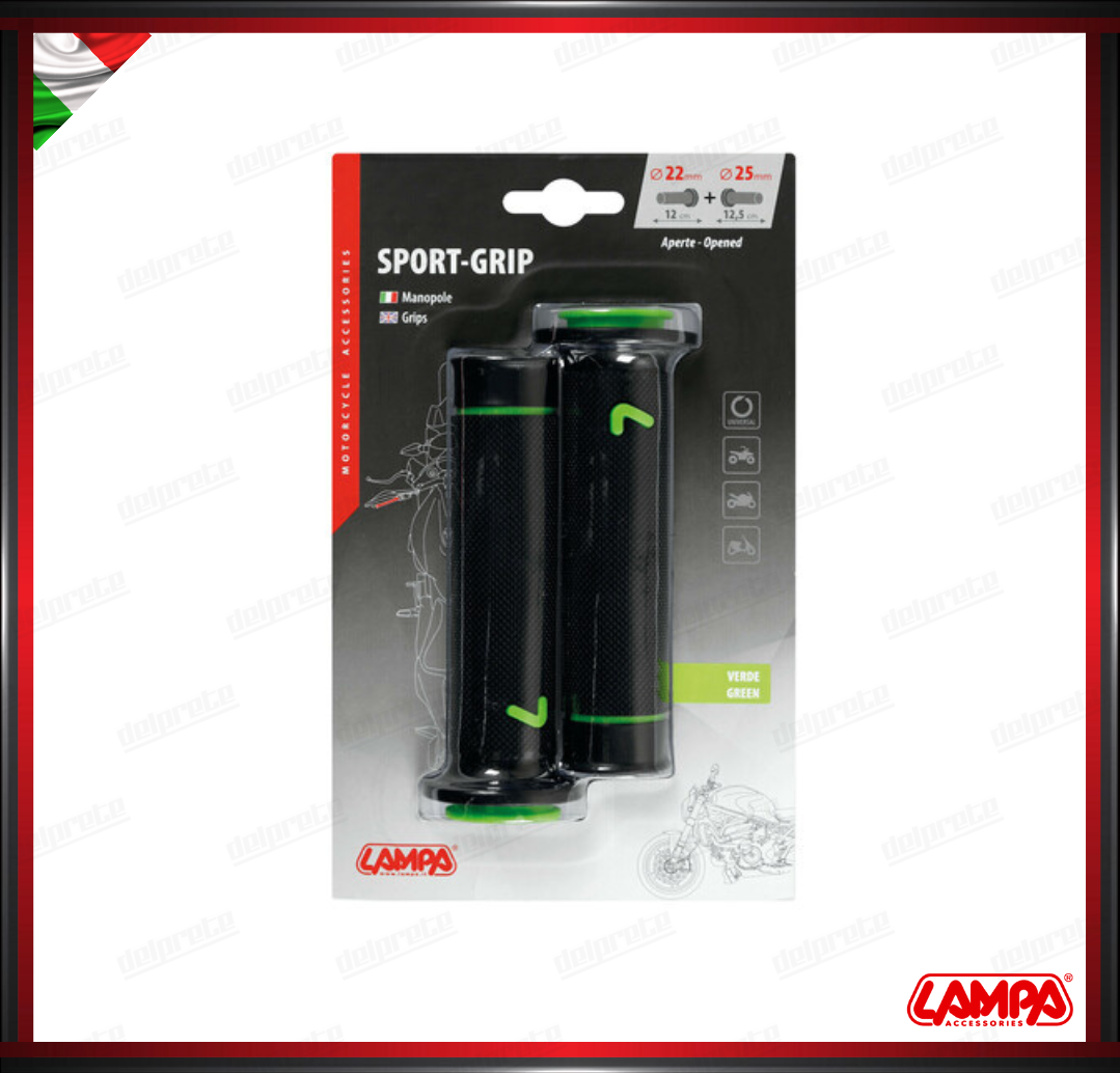 SPORT GRIP MANOPOLE MOTO NERO VERDE SCOOTER UNIVERSALI LAMPA TERMOPLASTICA TEXTURE