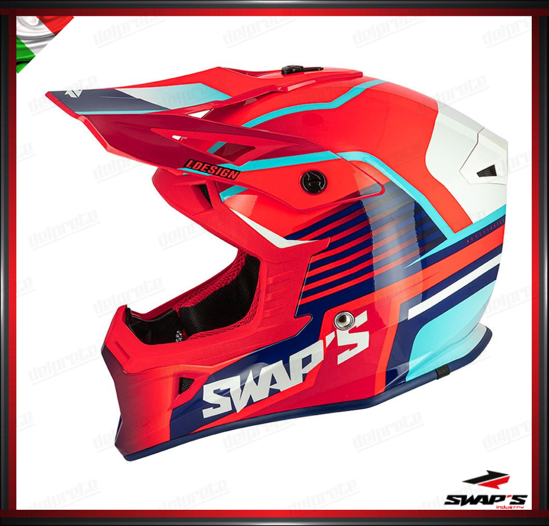 CASCO ENDURO CROSS - SWAPS S818 ROSSO BLU BIANCO LUDICO