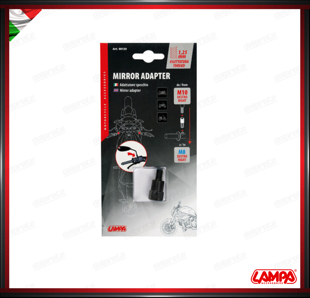 ADATTATORE PER SPECCHIETTO NERO RETROVISORE FILETTO Ø 10 MM DX > Ø 8 MM DX