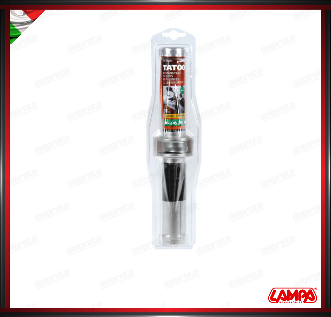 TATOO COPPIA MANOPOLE MOTO SCOOTER FINITURE IN ALLUMINIO SILVER ANODIZZATO LAMPA UNVERSALI
