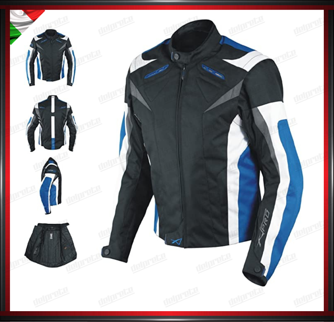 GIACCA MOTO DONNA BLU IN CORDURA MANICHE STACCABILE PROTEZIONI OMOLOGATE CE