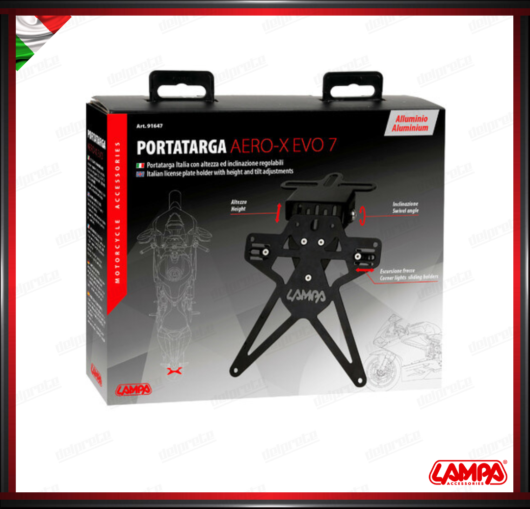 AERO-X EVO 7 PORTATARGA MOTO UNIVERSALE ALTEZZA ED INCLINAZIONE REGOLABILE