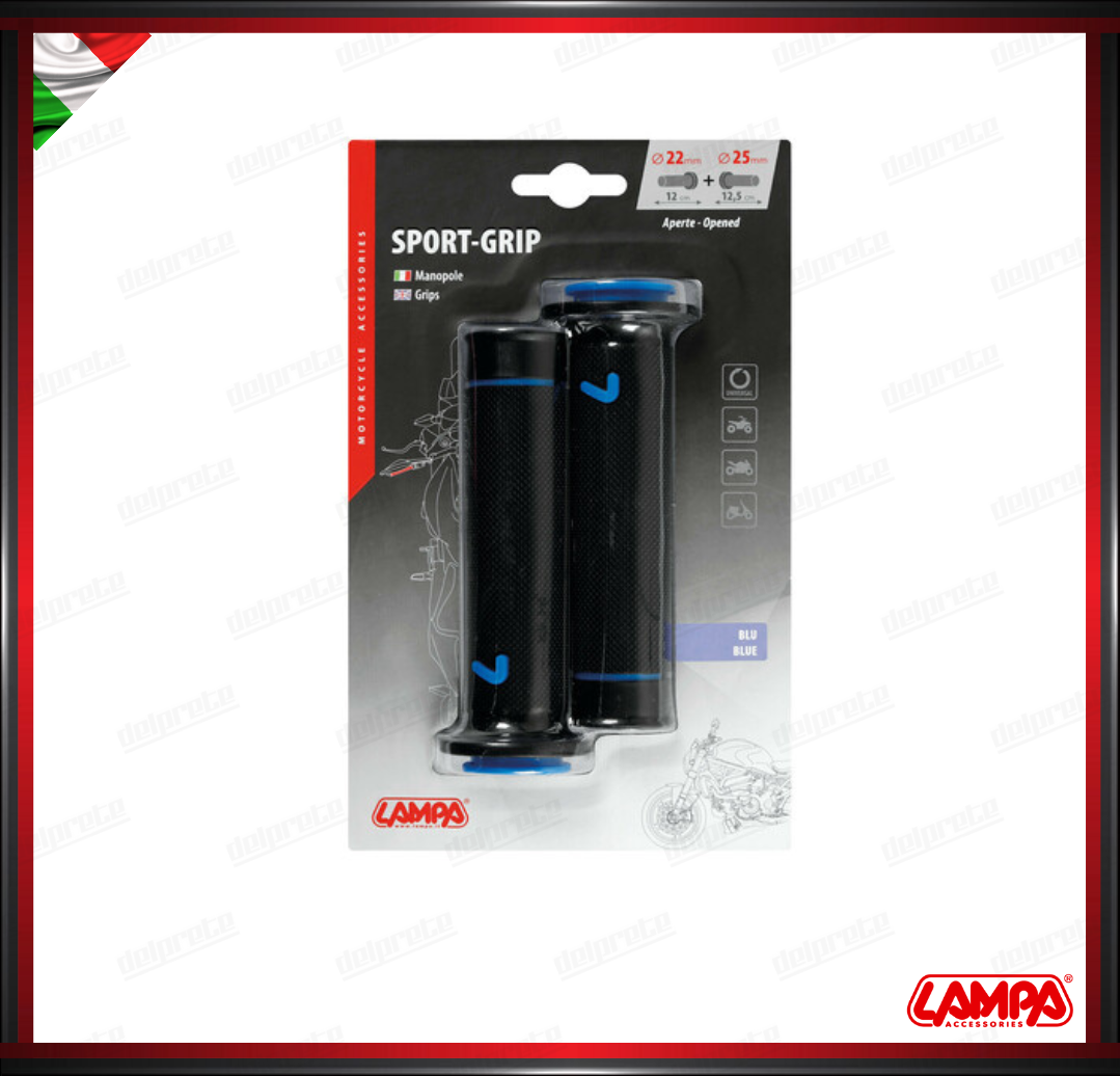 SPORT GRIP MANOPOLE MOTO NERO BLU SCOOTER UNIVERSALI LAMPA TERMOPLASTICA TEXTURE
