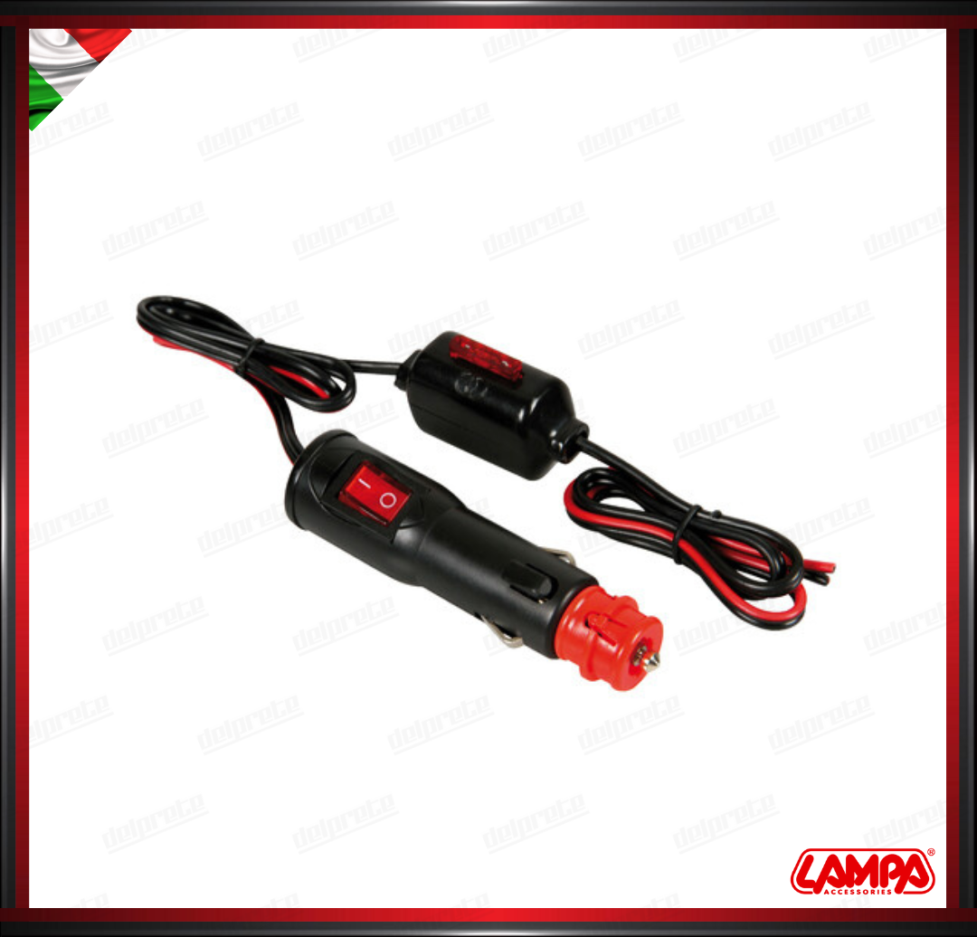 SPINOTTO PER PRESA ACCENDISIGARI CON FUSIBILE ESTERNO E INTERRUTTORE LAMPA - 12/24V