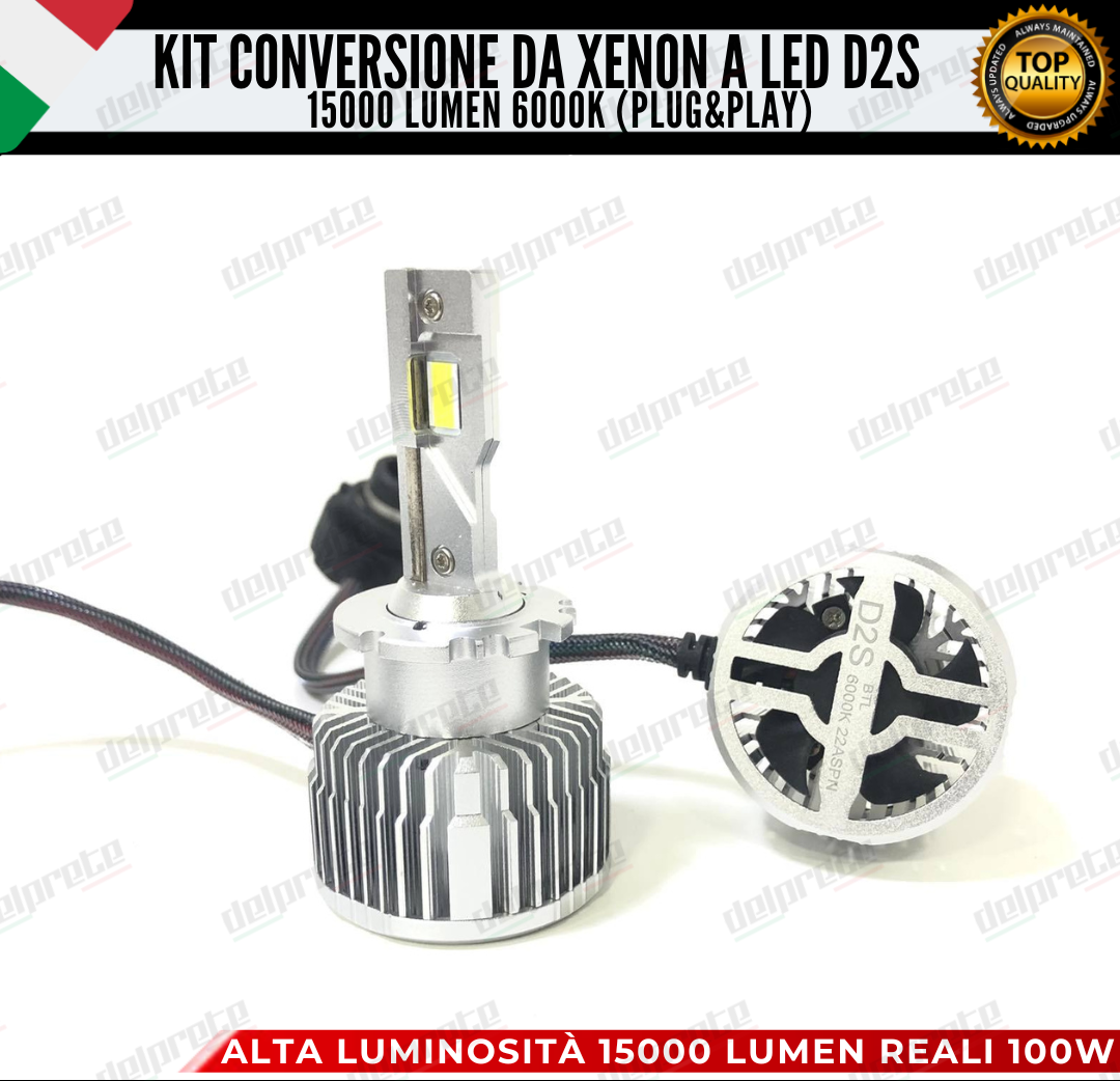 COPPIA LAMPADE D2S LED 15000 LUMEN DA XENON A LED LANCIA THESIS CANBUS 6000K