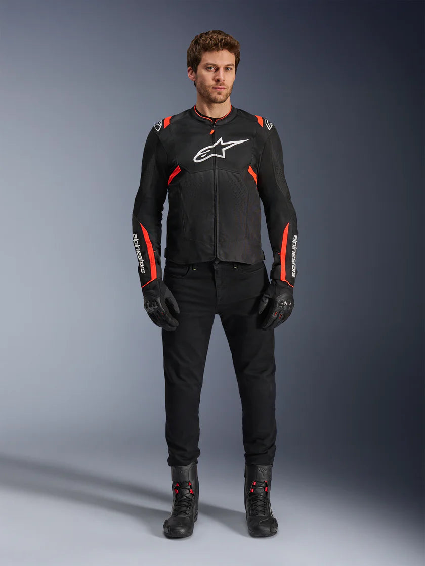 ALPINESTARS - GIACCA MOTO UOMO T-SPS AIR V2 NERO E ROSSO IN TESSUTO CON PROTEZIONI