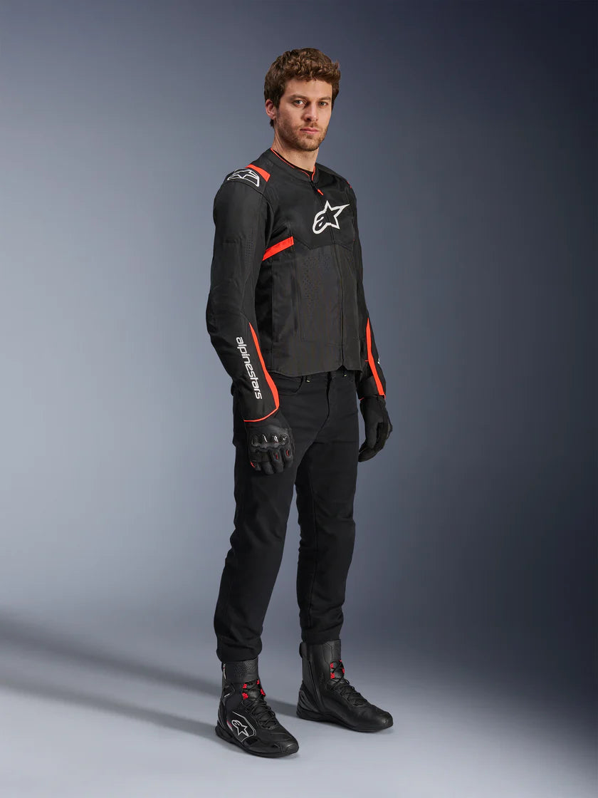 ALPINESTARS - GIACCA MOTO UOMO T-SPS AIR V2 NERO E ROSSO IN TESSUTO CON PROTEZIONI
