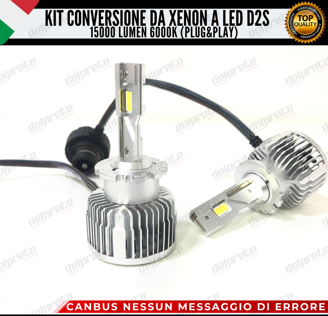 COPPIA LAMPADE D2S LED 15000 LUMEN DA XENON A LED LANCIA THESIS CANBUS 6000K