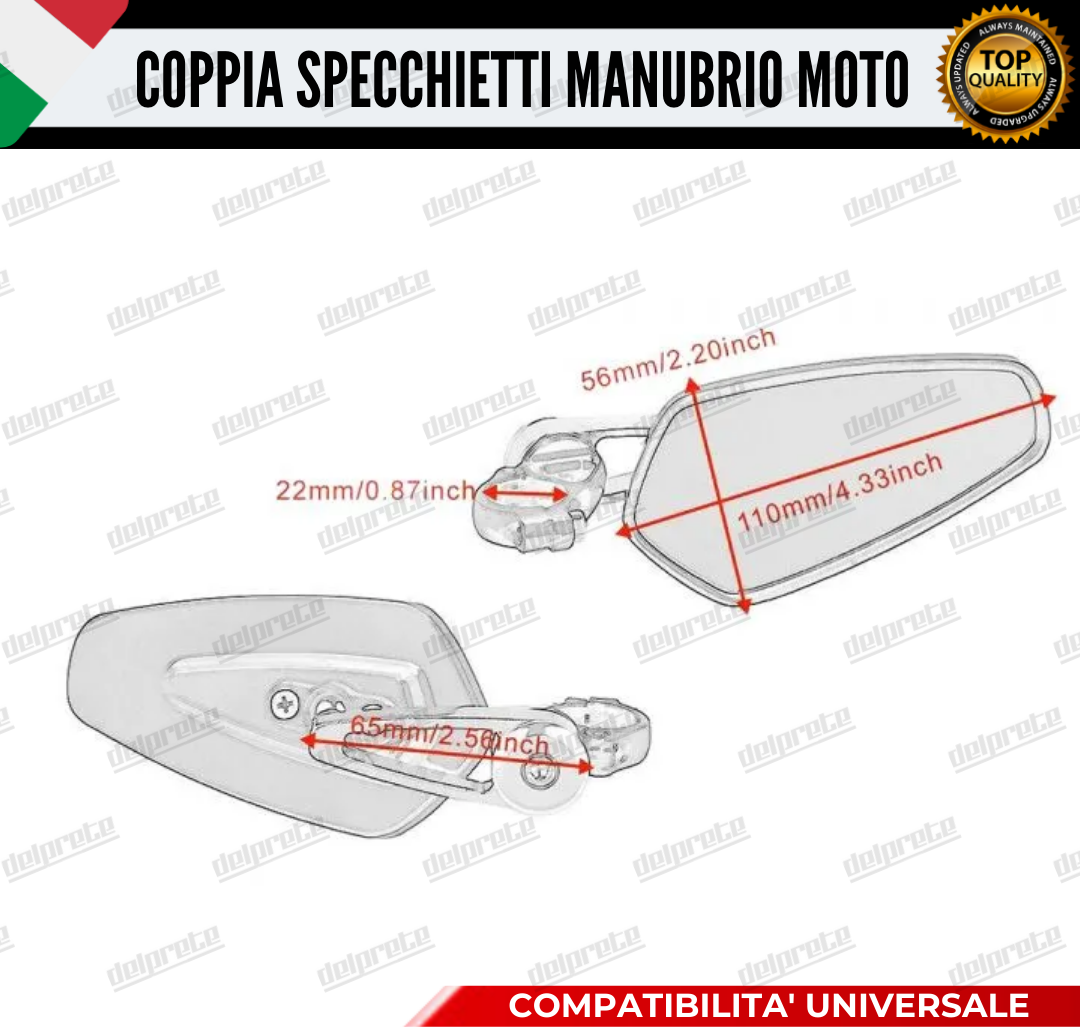 SPECCHIETTI RETROVISORI MANUBRIO COPPIA PER MOTO SCOOTER BAR END ARANCIONI CAFE RACER
