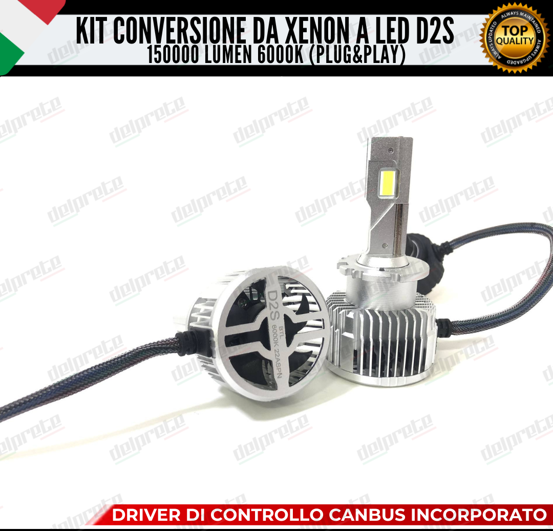 COPPIA LAMPADE D2S LED 15000 LUMEN DA XENON A LED LANCIA THESIS CANBUS 6000K
