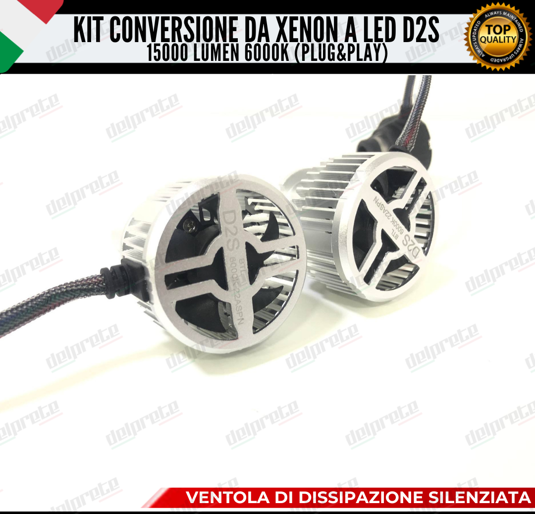 COPPIA LAMPADE D2S LED 15000 LUMEN DA XENON A LED LANCIA THESIS CANBUS 6000K