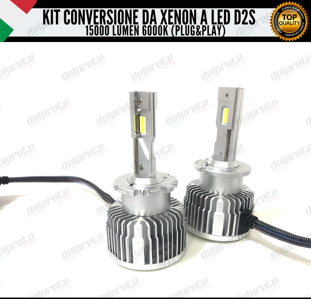 COPPIA LAMPADE D2S LED 15000 LUMEN DA XENON A LED LANCIA THESIS CANBUS 6000K