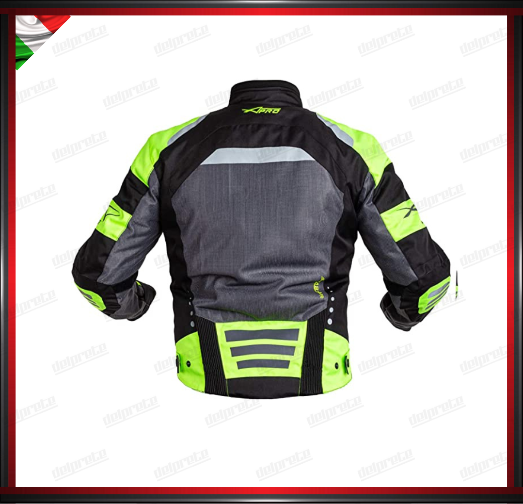 GIACCA MOTO IN TESSUTO CORDURA FLUO MESH A RETE TRAFORATA PRIMAVERILE OMOLOGATO CE