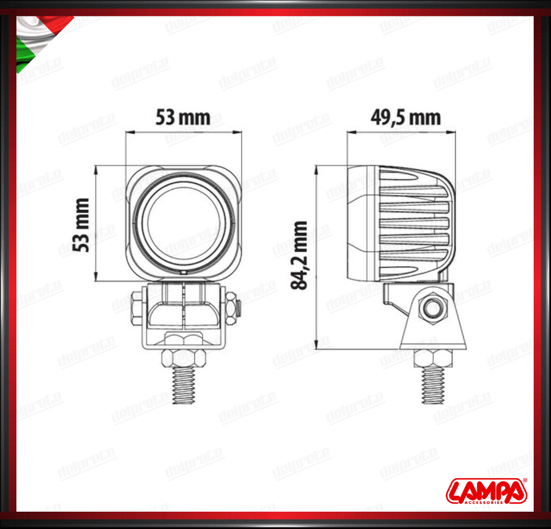 CYCLOPS SQUARE FARO FARETTO AUSILIARIO LAMPA 9/32V SUPPLEMENTARI UNIVERSALE IMPERMEABILE