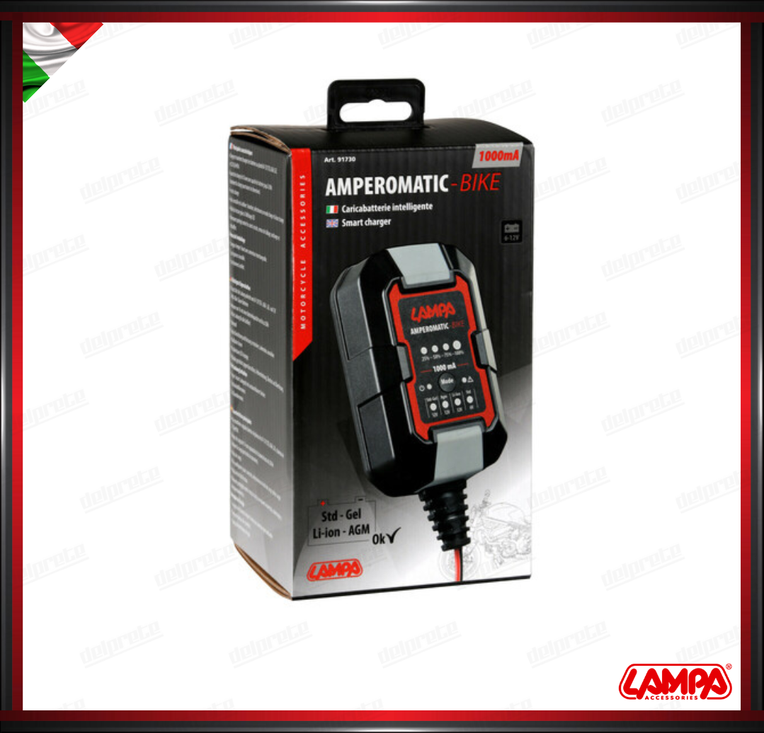 CARICATORE E MANTENITORE DI CARICA INTELLIGENTE 6/12V - 1A LAMPA AMPEROMATIC BIKE