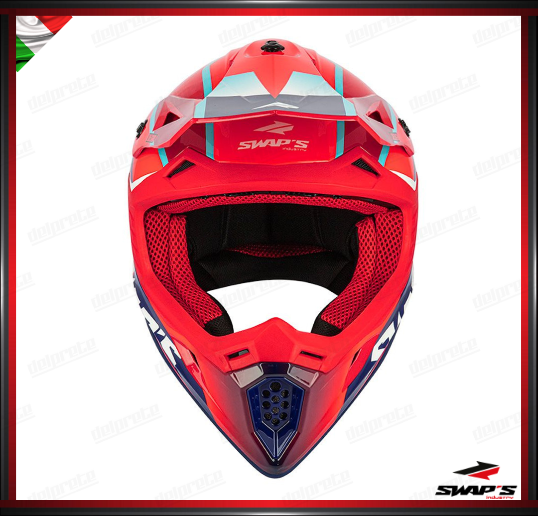 CASCO ENDURO CROSS - SWAPS S818 ROSSO BLU BIANCO LUDICO