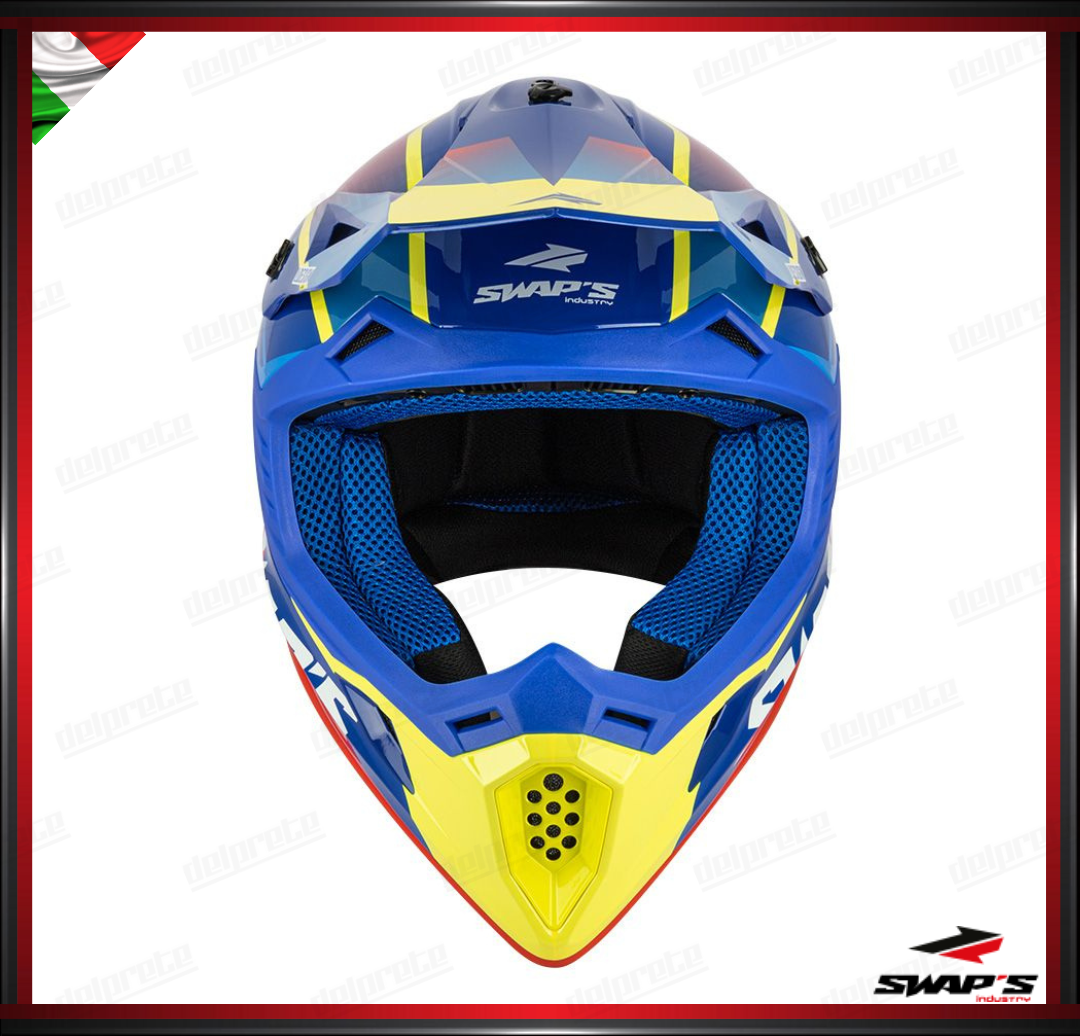 CASCO ENDURO CROSS - SWAPS S818 ROSSO BLU GIALLO LUCIDO