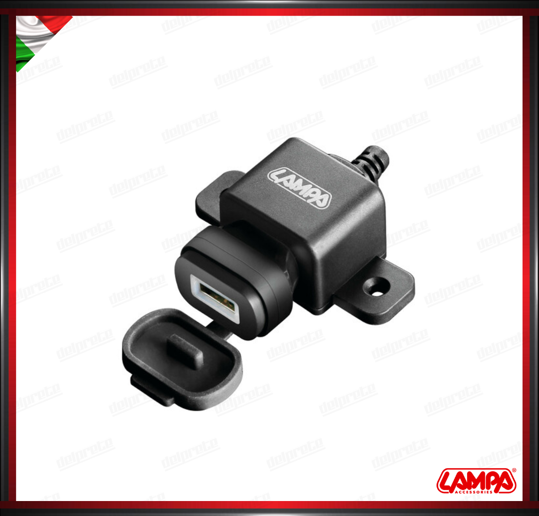 USB FIX OMEGA LAMPA CARICATORE USB MOTO FISSAGGIO CON VITI - 3000 MA 12/24V