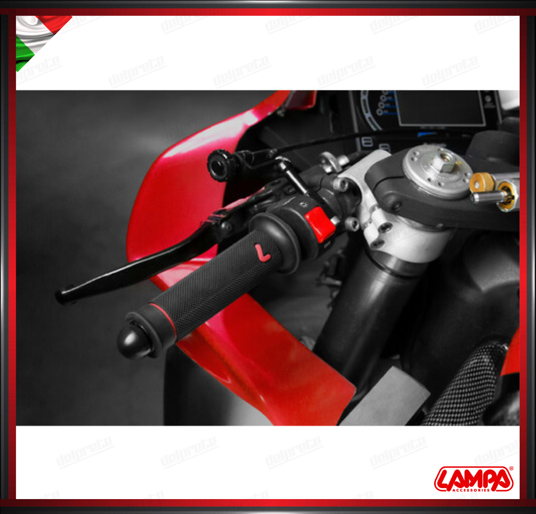 SPORT GRIP MANOPOLE MOTO NERO ROSSO SCOOTER UNIVERSALI LAMPA TERMOPLASTICA TEXTURE