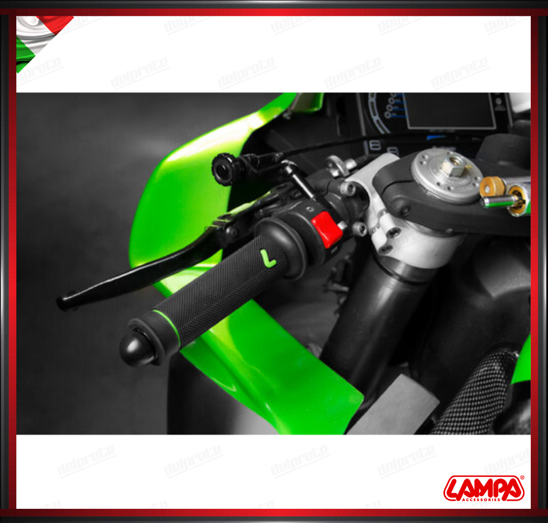 SPORT GRIP MANOPOLE MOTO NERO VERDE SCOOTER UNIVERSALI LAMPA TERMOPLASTICA TEXTURE