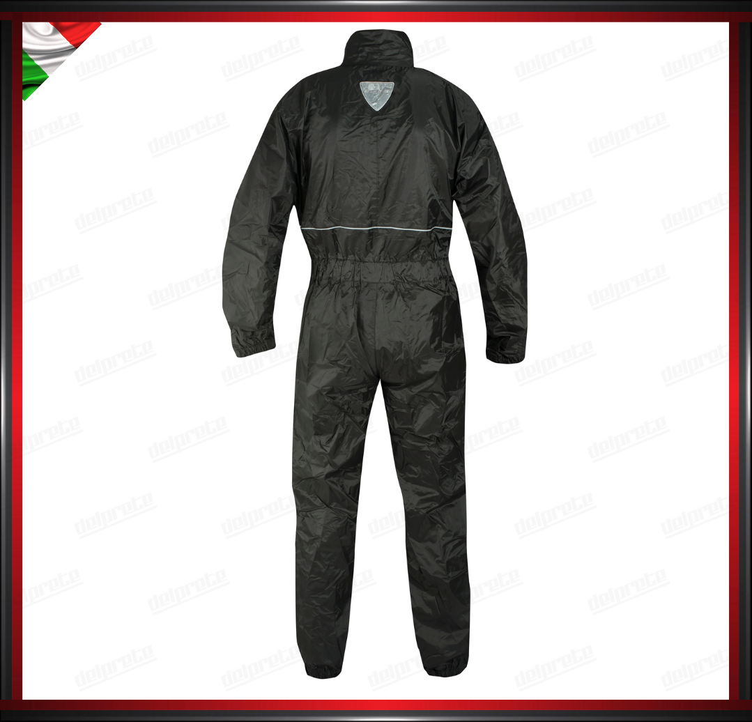 TUTA MOTO ANTIPIOGGIA INTEGRALE NERO 100% IMPEREMABILE ANTIACQUA UOMO DONNA TESSUTO CERATO