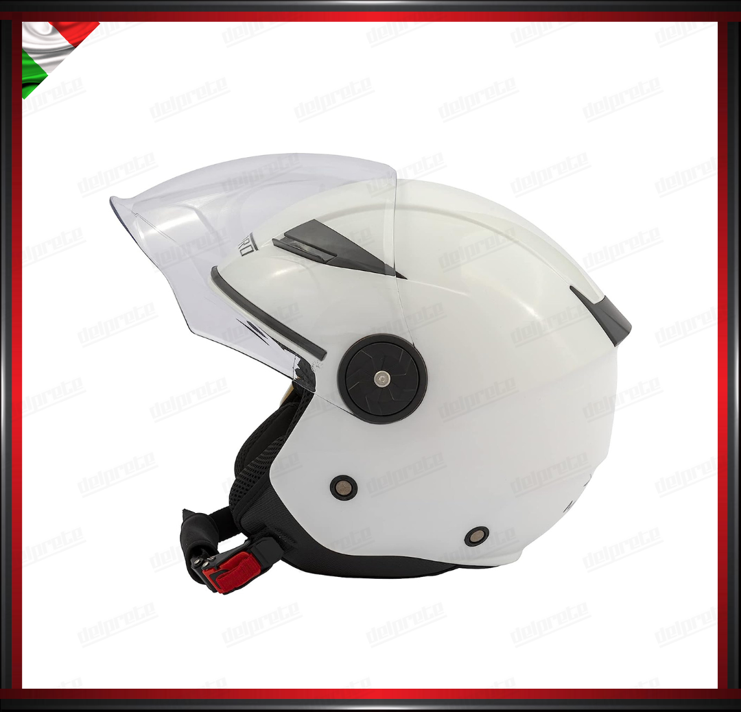CASCO JET CITY MOTO SCOOTER BIANCO CON VISIERA LUNGA OMOLOGATO ECE 22-05