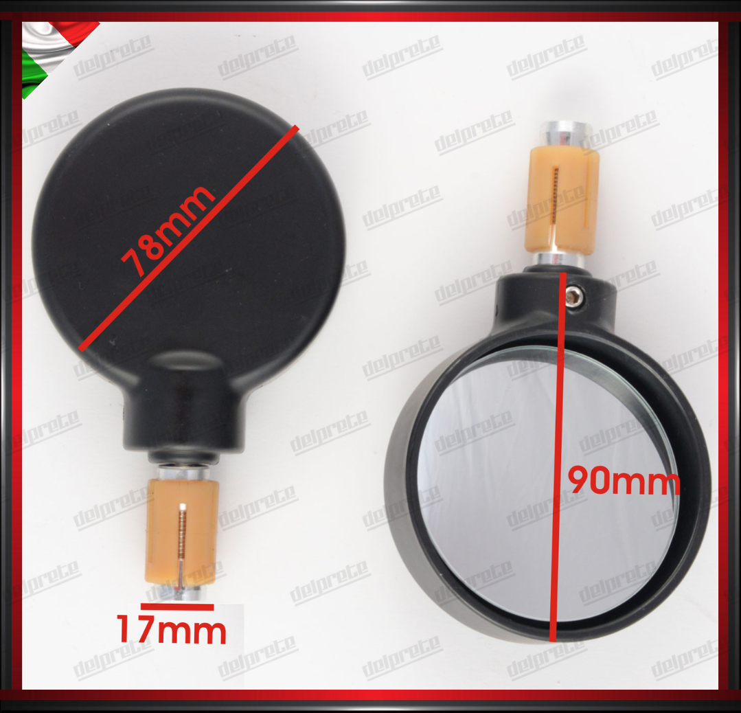 SPECCHIETTI MOTO SCOOTER PER MANUBRIO BAR END CAFE RACER REGOLABILI NERO DX + SX