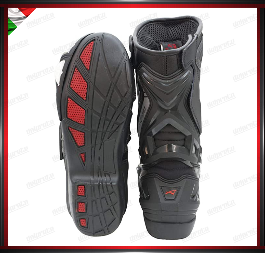 STIVALE MOTO TECNICO DA PISTA NERO IN MICROFIBRA CON ZIP LATERALE PROTEZIONE TIBIA TALLONE CAVIGLIA