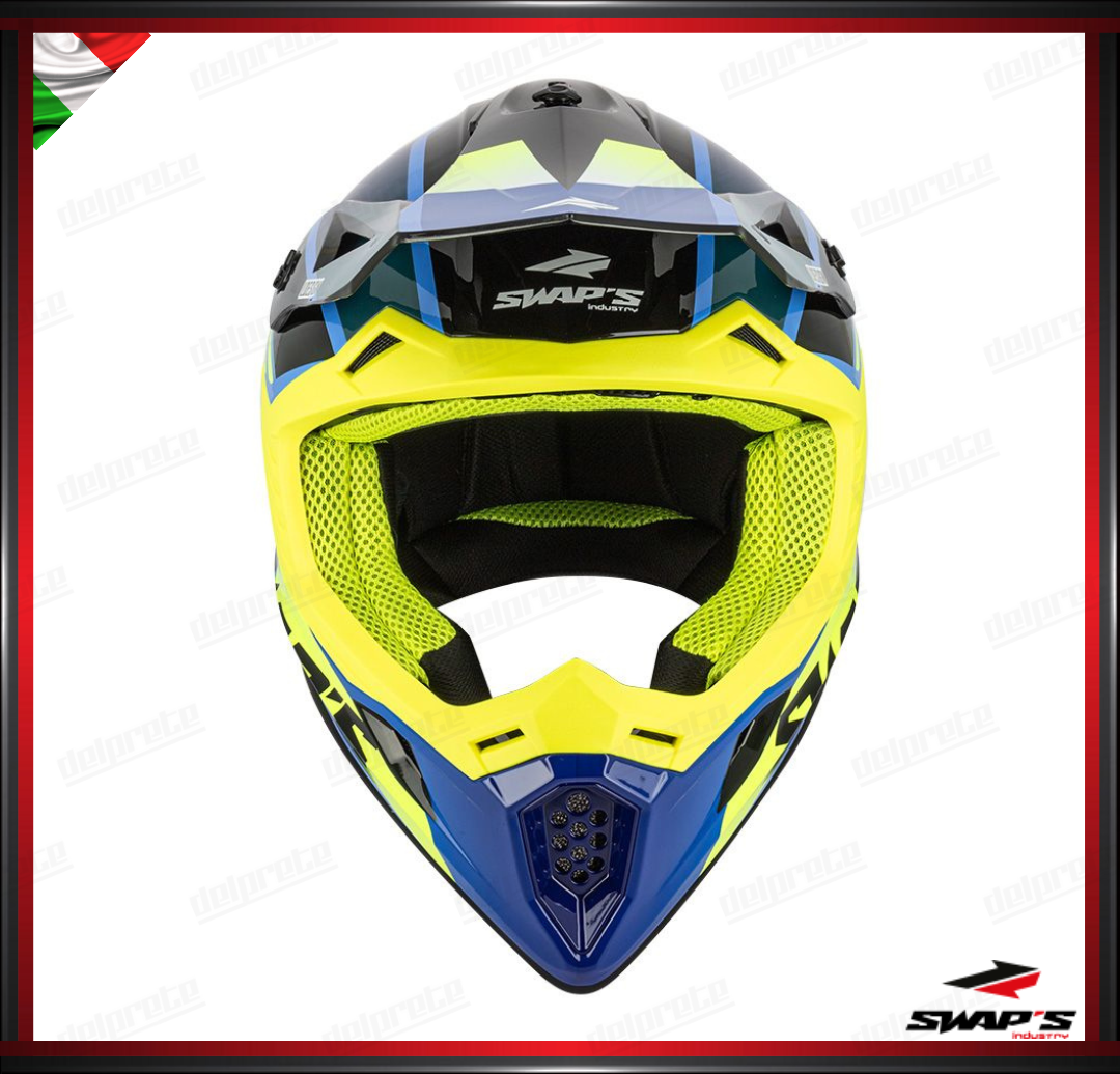 CASCO ENDURO CROSS - SWAPS S818 GIALLO FLUO BLU LUDICO
